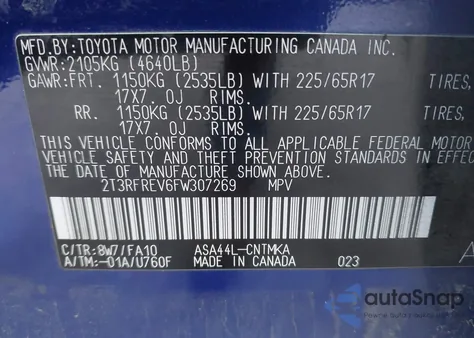 2015 Toyota Rav4 Xle из США, поврежденный, VIN 2T3RFREV6FW307269